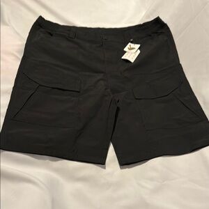 Black Cargo Shorts with Wide Waistband